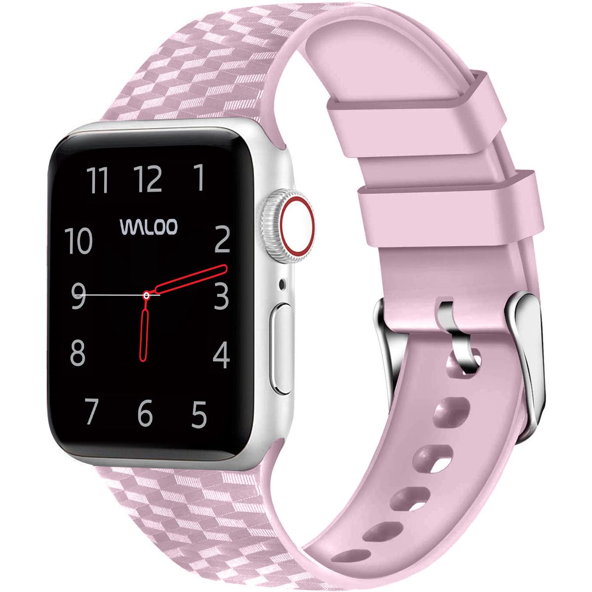 Carbon Fiber Silicone Band for Apple Watch Series 1-9 - 42/44/45mm / Pink