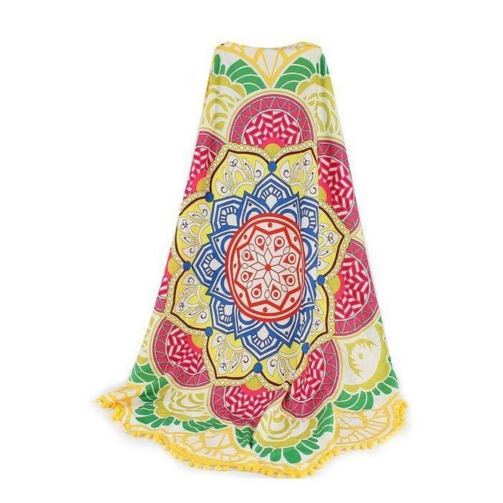 Lotus Flower Mandala Throw Blanket - Yellow