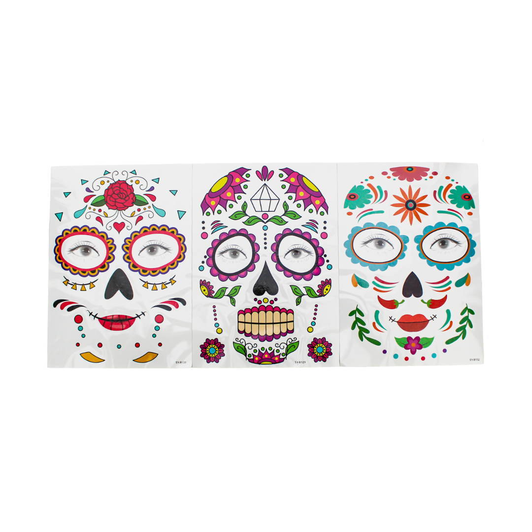 Halloween Temporary Tattoos - sugar skull marigold