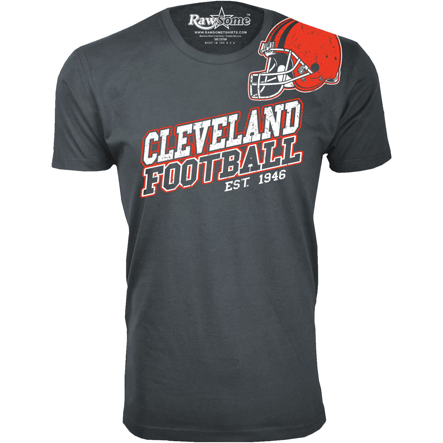 Men's Football Team T-Shirt - Cleveland - Charcoal / 3XL