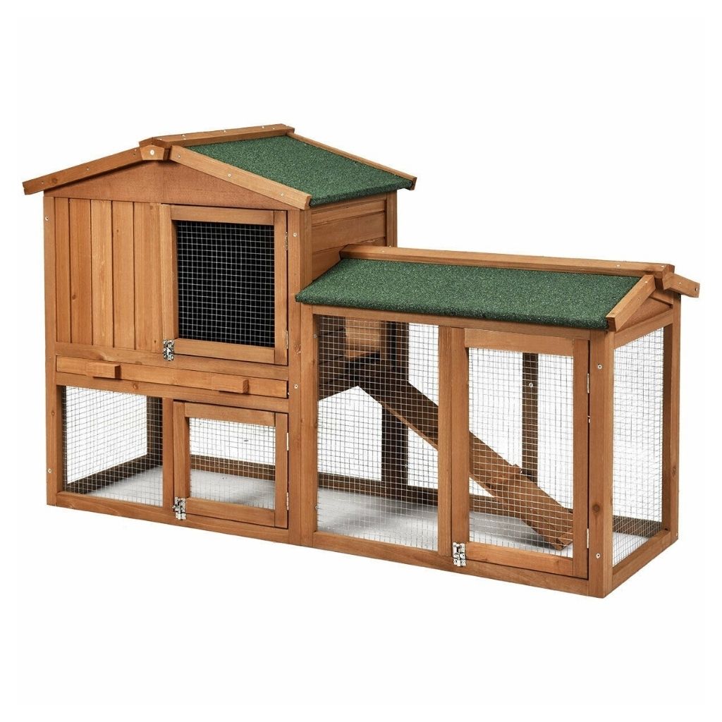 58-Inch Weatherproof Wooden Rabbit Hutch - Natural