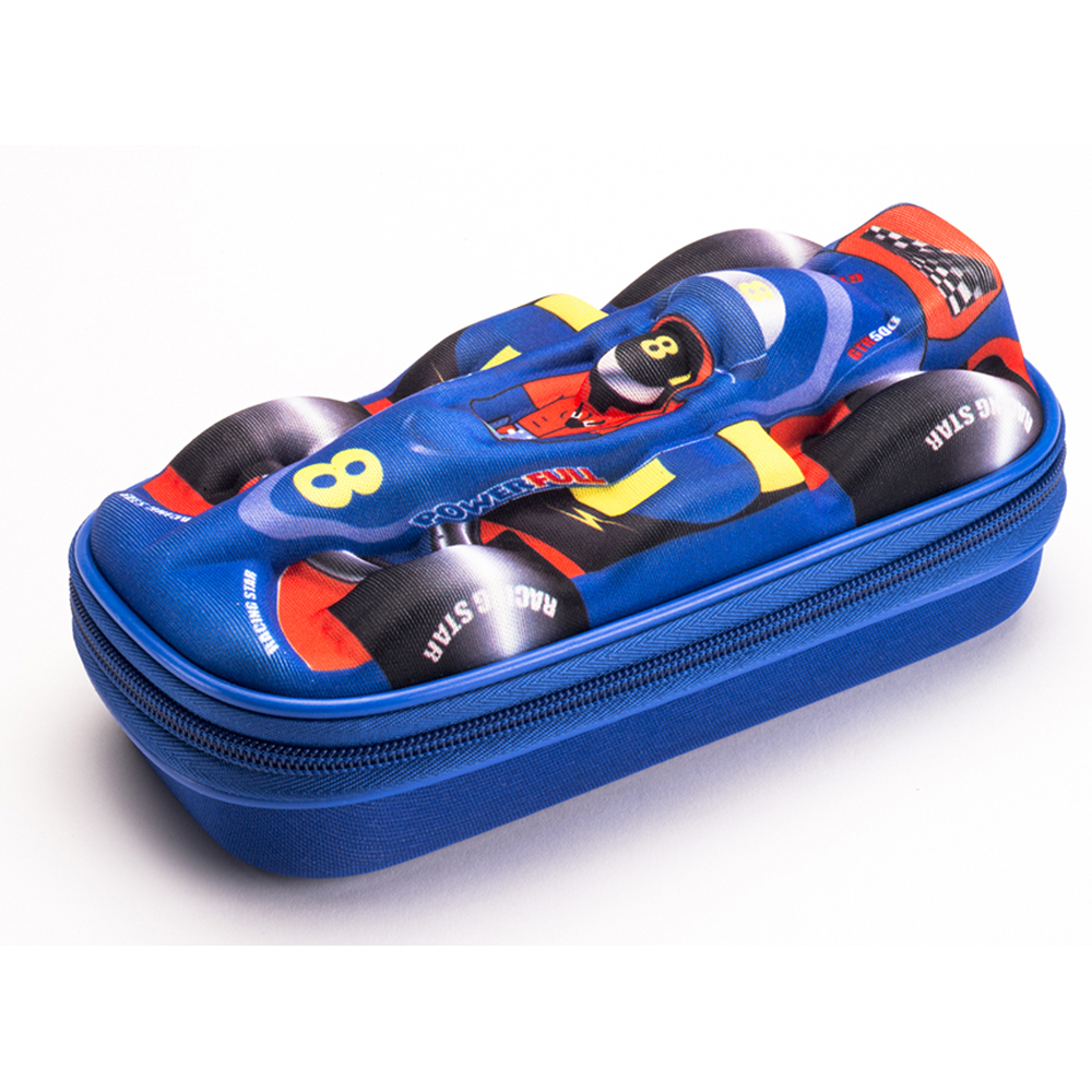 Maxi's Designs 3D Molded Pencil Case with Zipper - Blue Car
