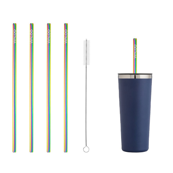 Stainless Steel Drinking Straw with Brush (4-Pack) - Straws - Straight Rainbow