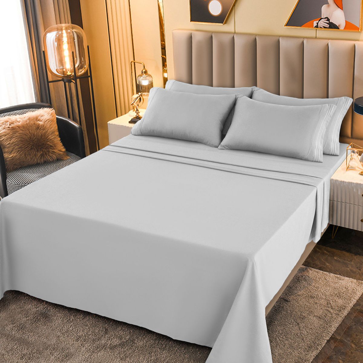 1800-Series Deep Pocket Premier Microfiber Bed Sheet Set - King - White