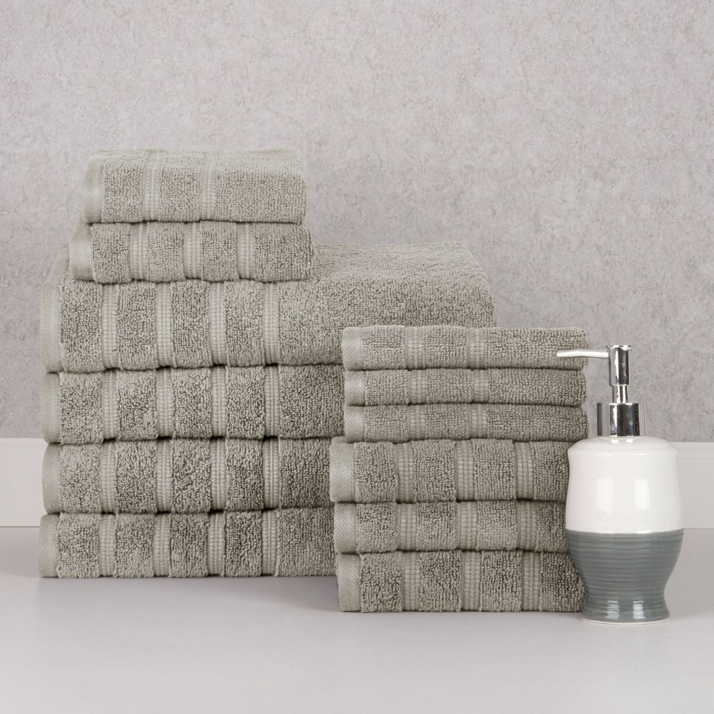 Bibb Home&reg; 12-Piece Zero Twist Cotton Towel Set - Silver
