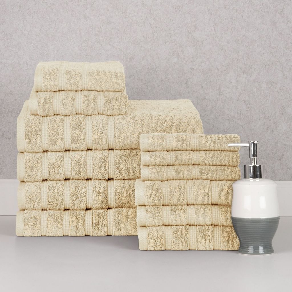 Bibb Home® 12-Piece Zero Twist Cotton Towel Set - Ivory
