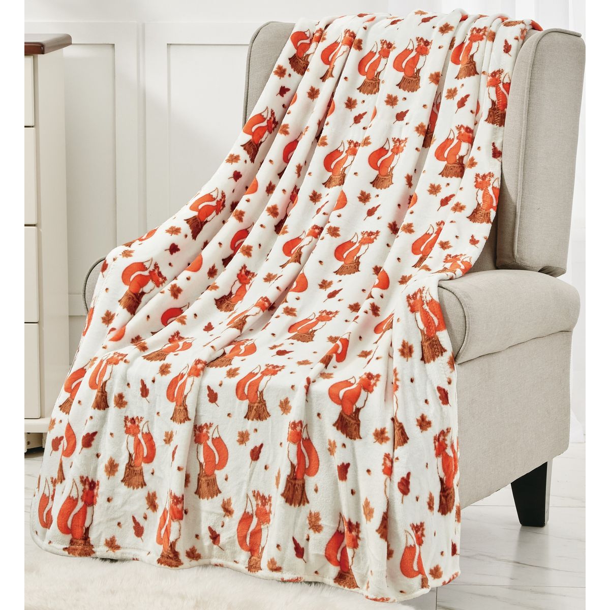 50 x 60-Inch Autumn and Halloween Throw Blanket - Fall Vixen