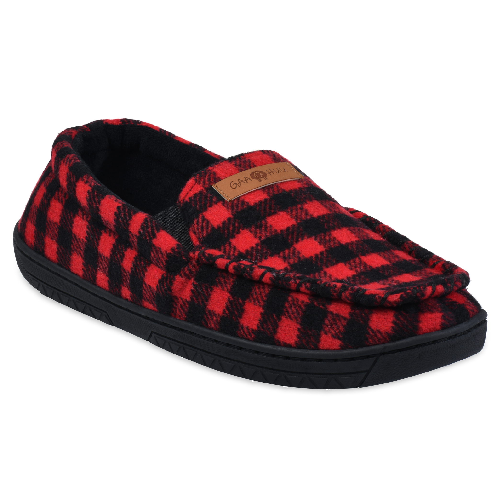 Men's Faux Wool Slippers - buffalo check medium