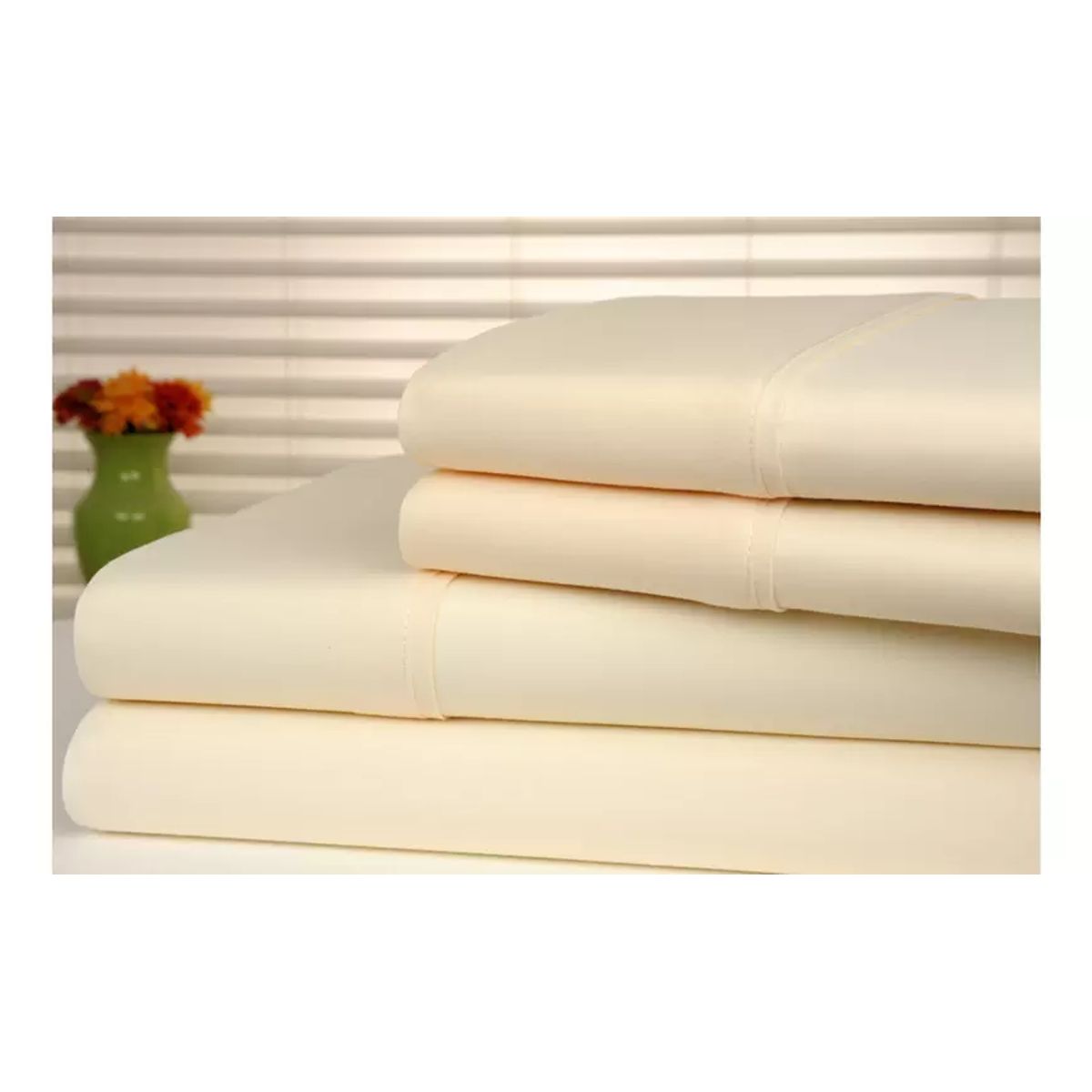 Kathy Ireland Essentials Collection 4-Piece Brushed Microfiber Sheet - Kathy Ireland 4 Piece Brushed Microfiber Sheet Set - King, Ivory