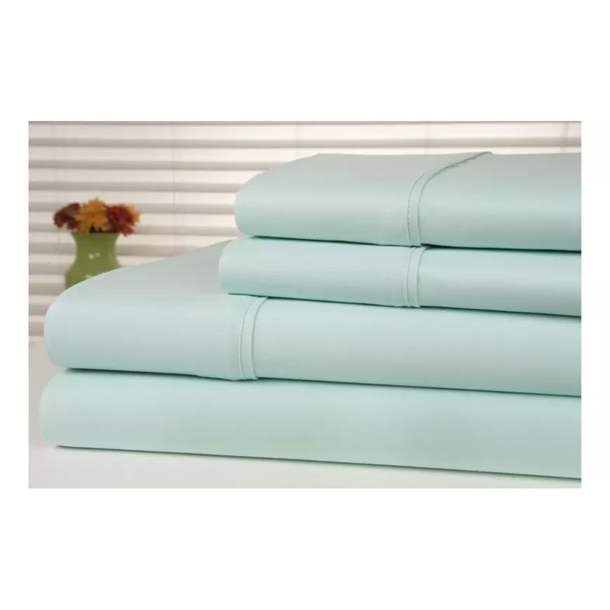 Kathy Ireland Essentials Collection 4-Piece Brushed Microfiber Sheet - Kathy Ireland 4 Piece Brushed Microfiber Sheet Set - Queen, Light Blue