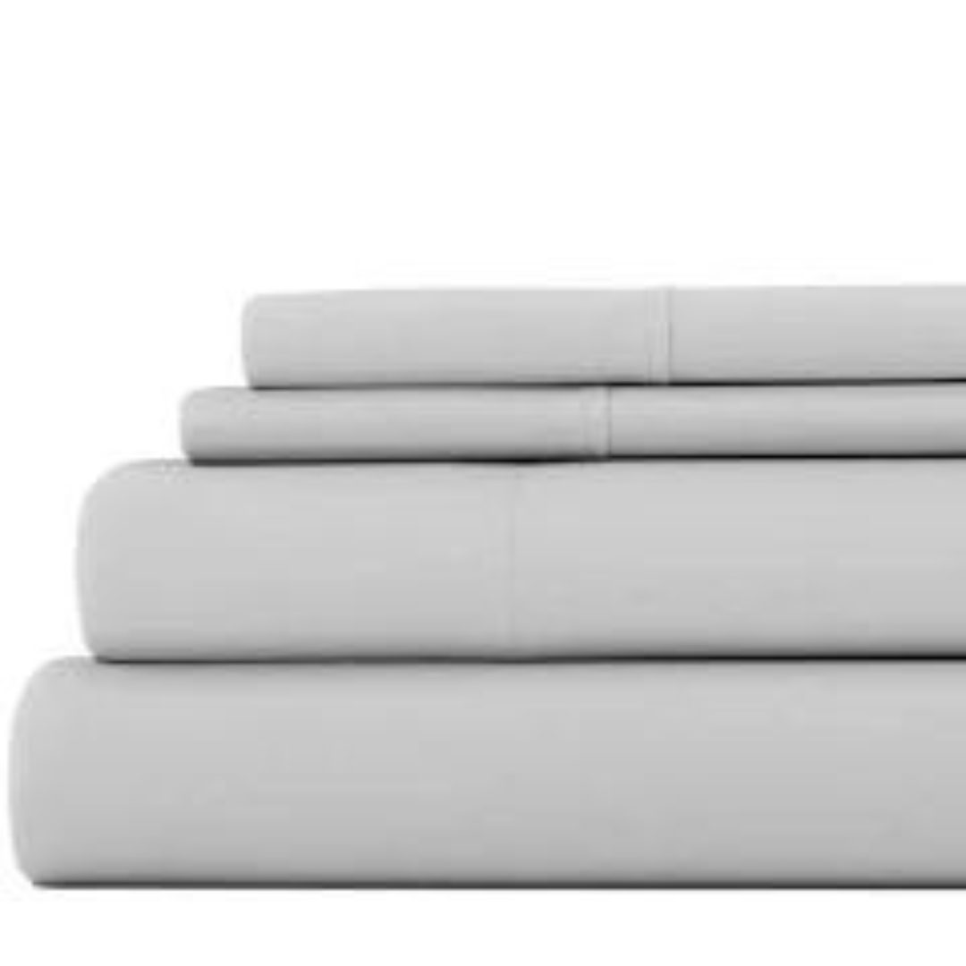 Kathy Ireland Essentials Collection 4-Piece Brushed Microfiber Sheet - Kathy Ireland 4 Piece Brushed Microfiber Sheet Set - Queen, Light Grey