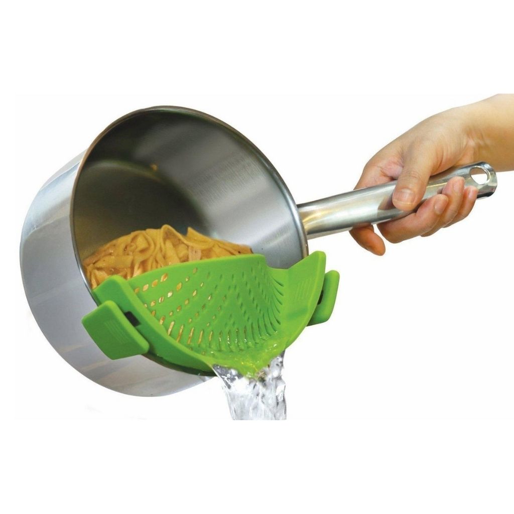 Heat-Resistant Easy Snap-on Silicone Strainer - Green