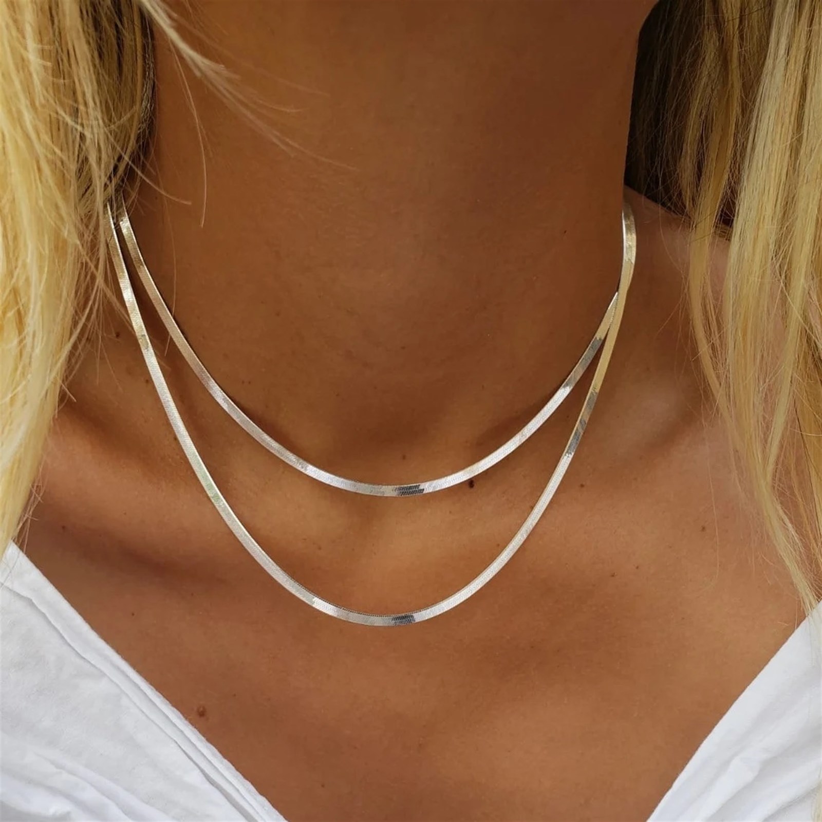 Italian Herringbone Chain Necklace, 925 Sterling Silver - WHERR16''