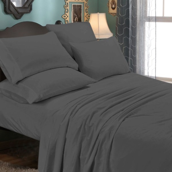6-Piece Luxurious Super Soft Deep Pocket Premium Bed Sheet Set - Gray - King