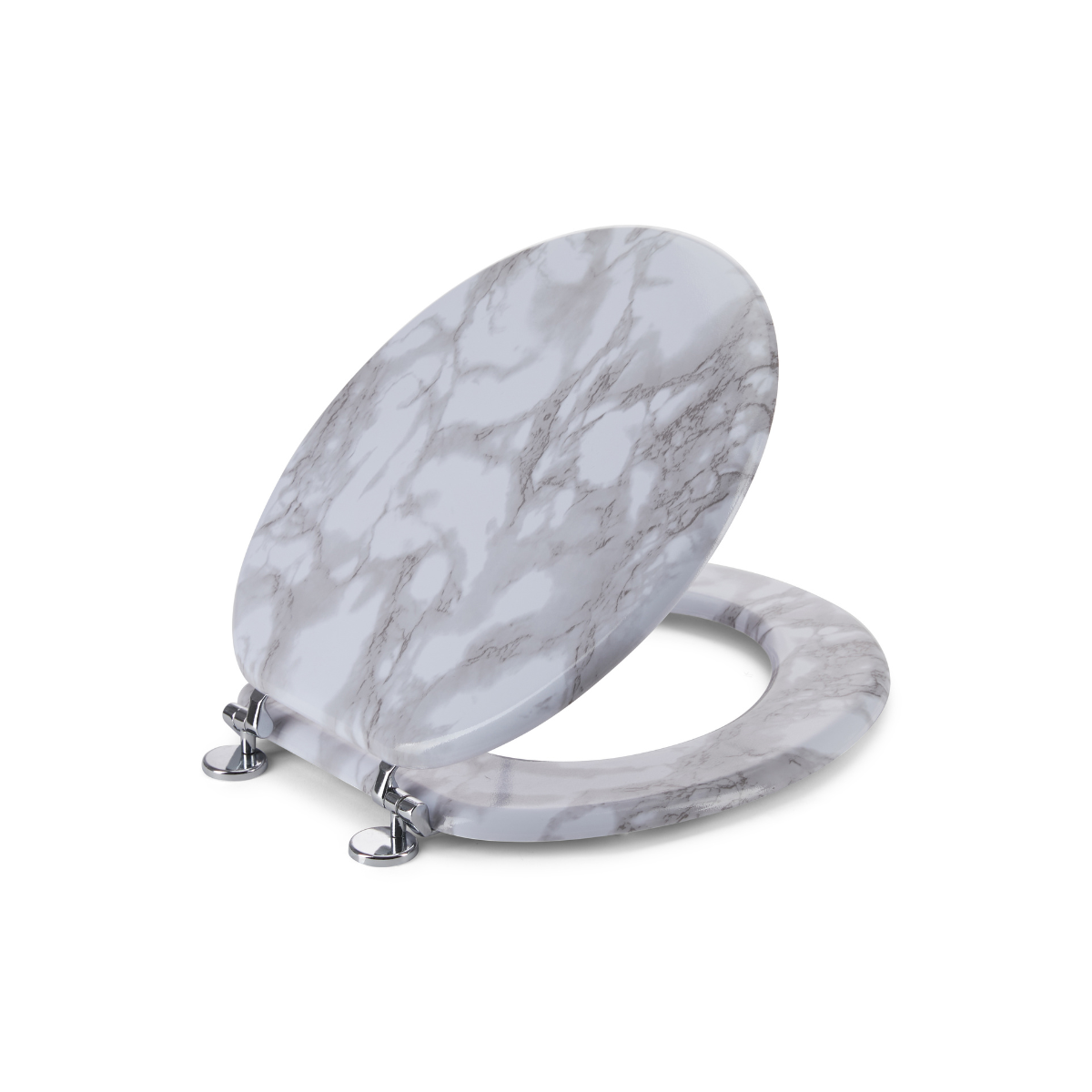 Round Toilet Seat with Easy Clean & Change Hinge - Gray