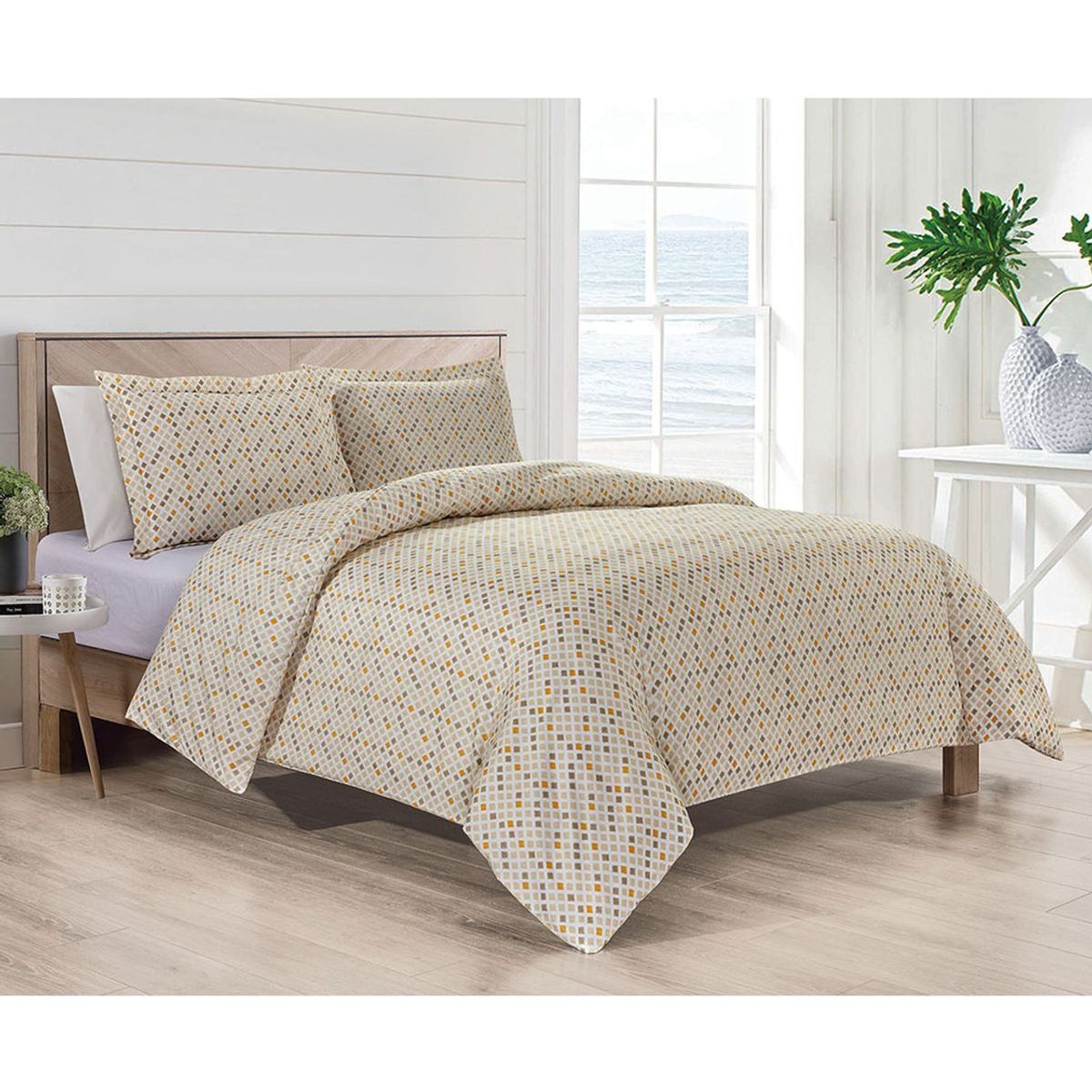 Bibb Home® 4-Piece Duvet & Down Alternative Comforter Set - Bibb Home 4 pc Duvet & Down Alternative Comforter Set, Queen - Melange