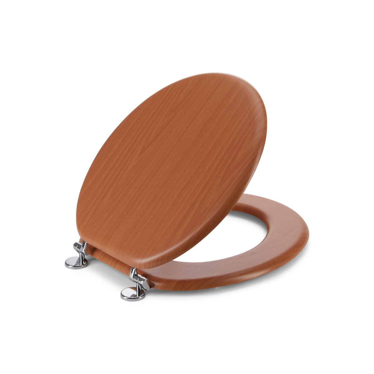 Round Toilet Seat with Easy Clean & Change Hinge - Wooden