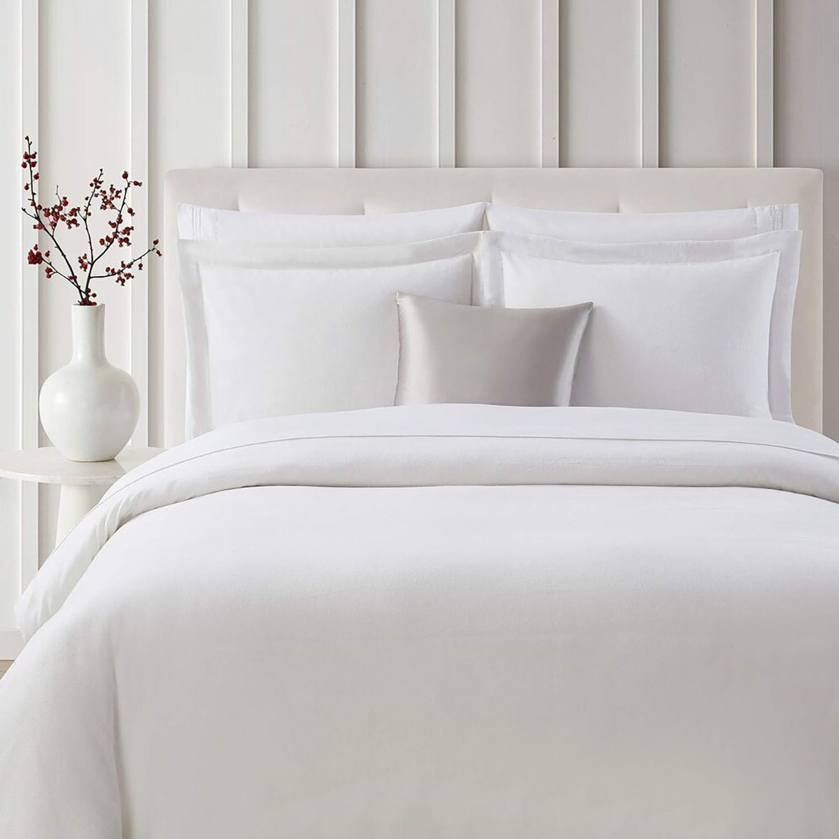 Bibb Home® 3-Piece Flannel Duvet Cover Set - Bibb Home 3-Piece Flannel Duvet Cover Set, Twin - White