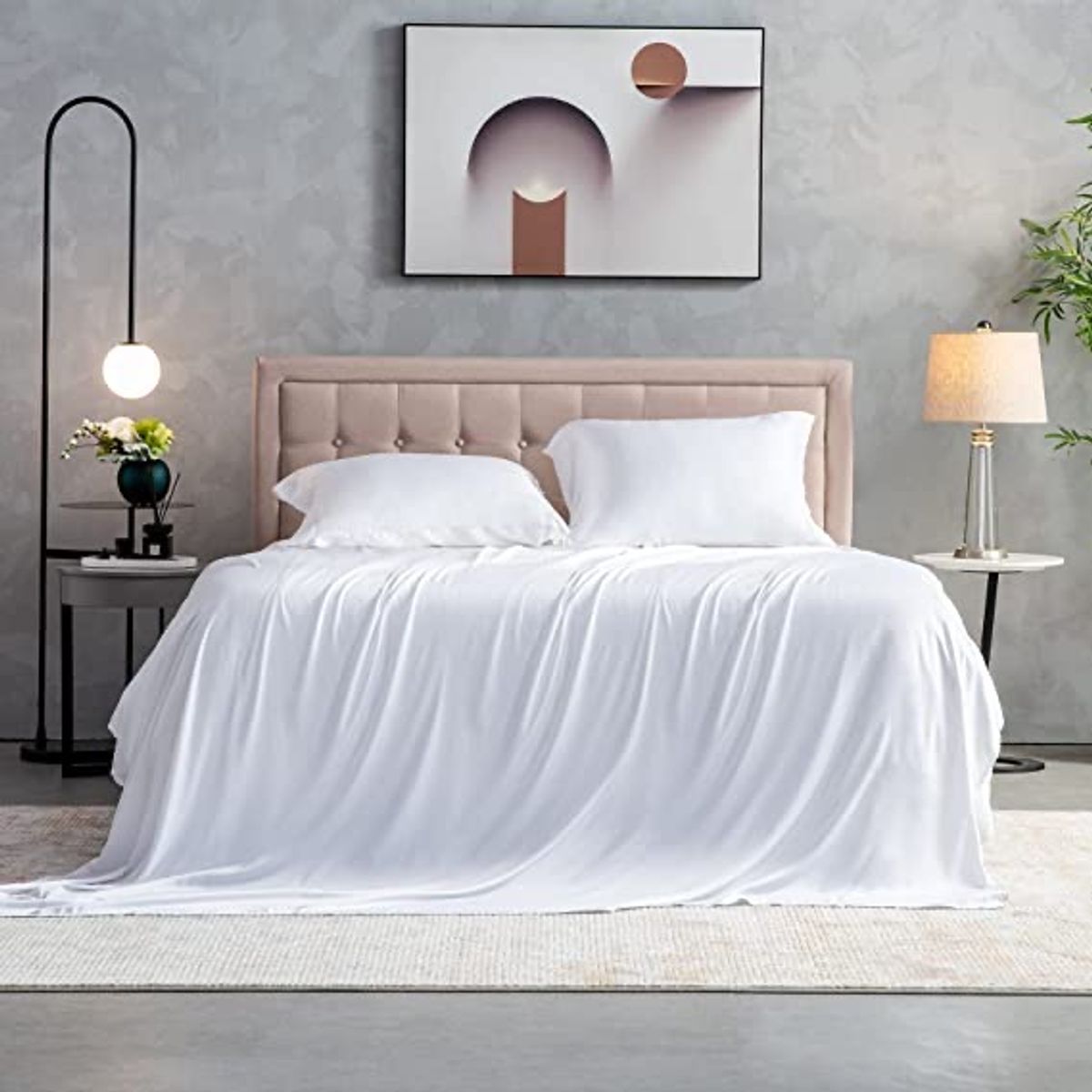 5-Piece 100% Luxury Bamboo Bedding Sheets - White Queen