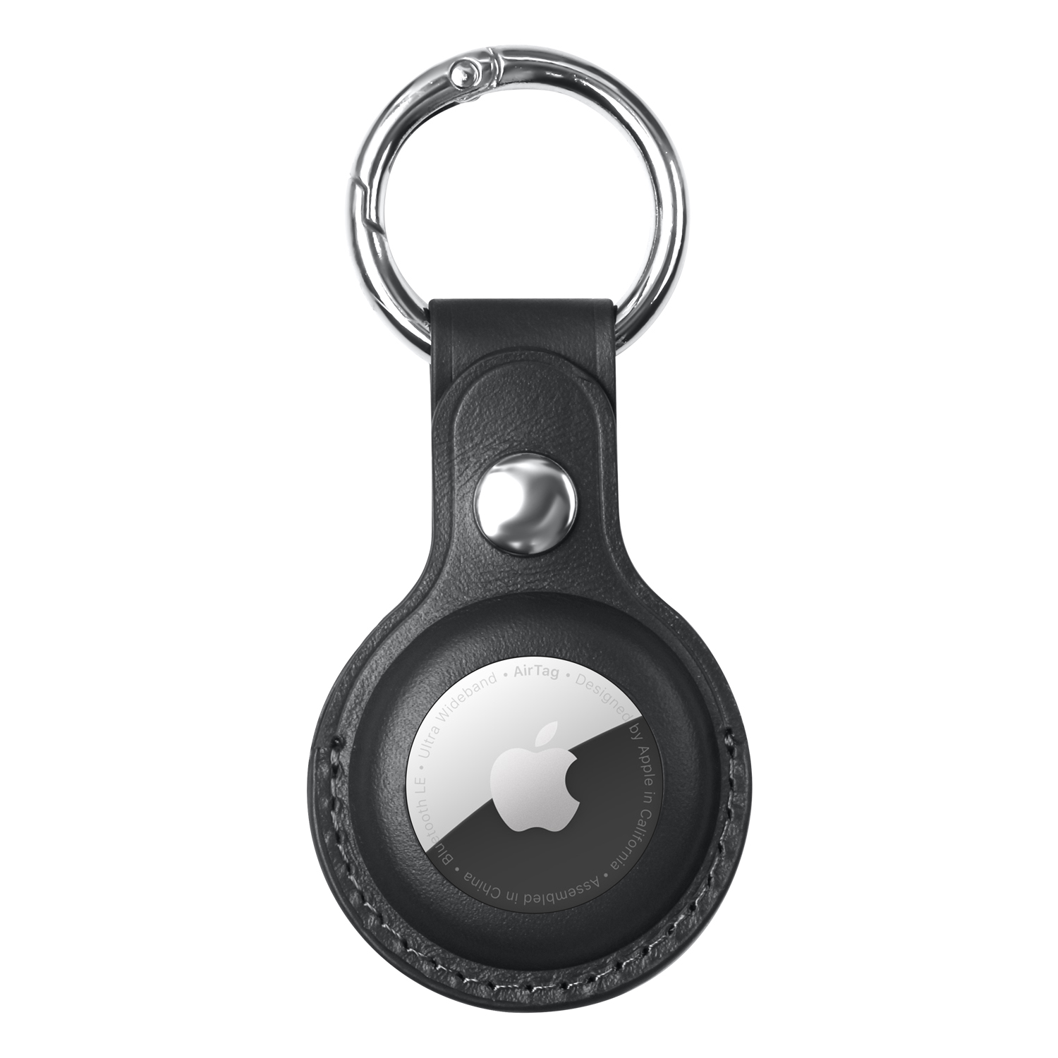 Silicone, Rhinestone, or Leather Case for Apple AirTag - Genuine Leather Airtag Case - Black