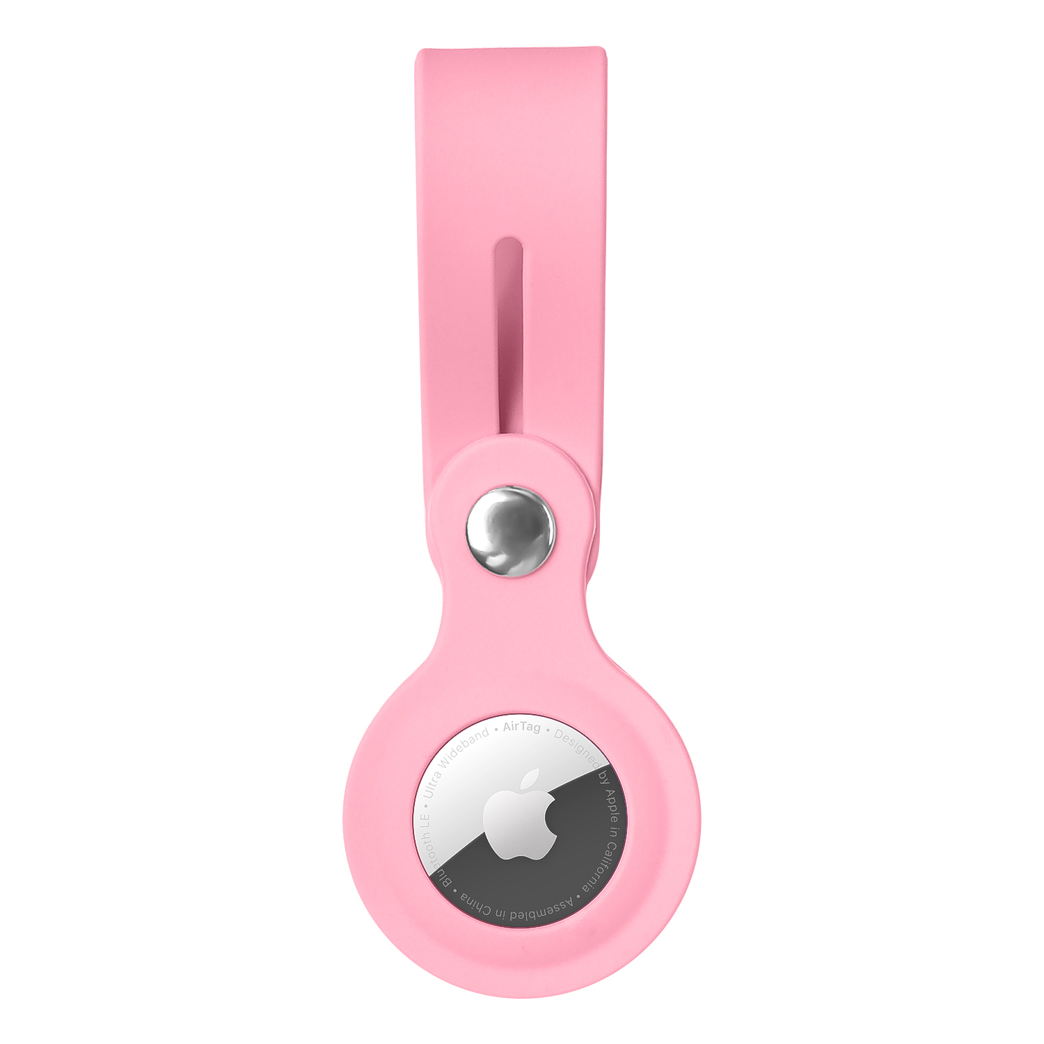 Silicone, Rhinestone, or Leather Case for Apple AirTag - Silicone Loop Airtag Case - Pink
