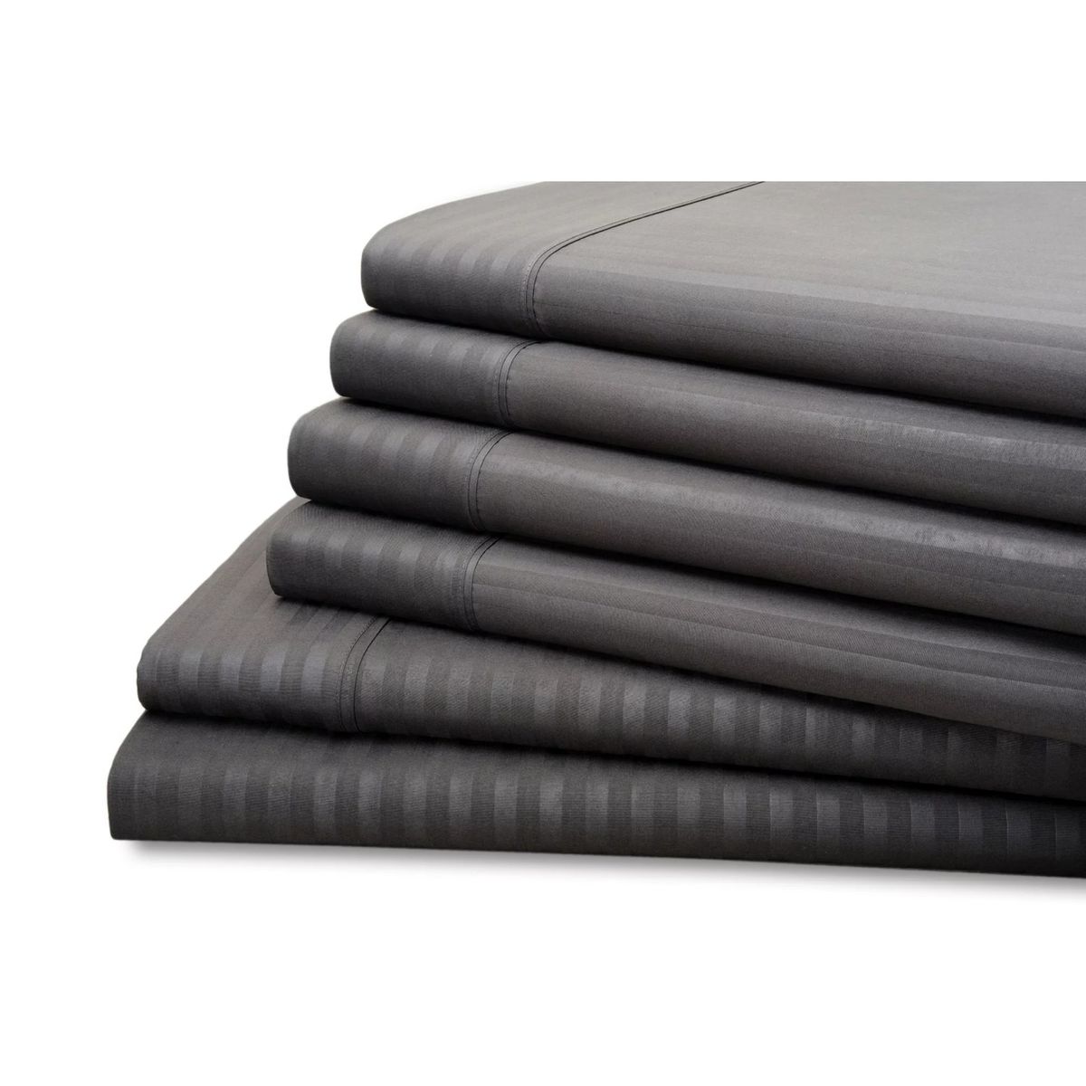 6-Piece Dobby Stripe Microfiber Sheet Set by Hotel New York® - Hotel New York 6-Piece Dobby Stripe Sheet Set, Twin - Platinum