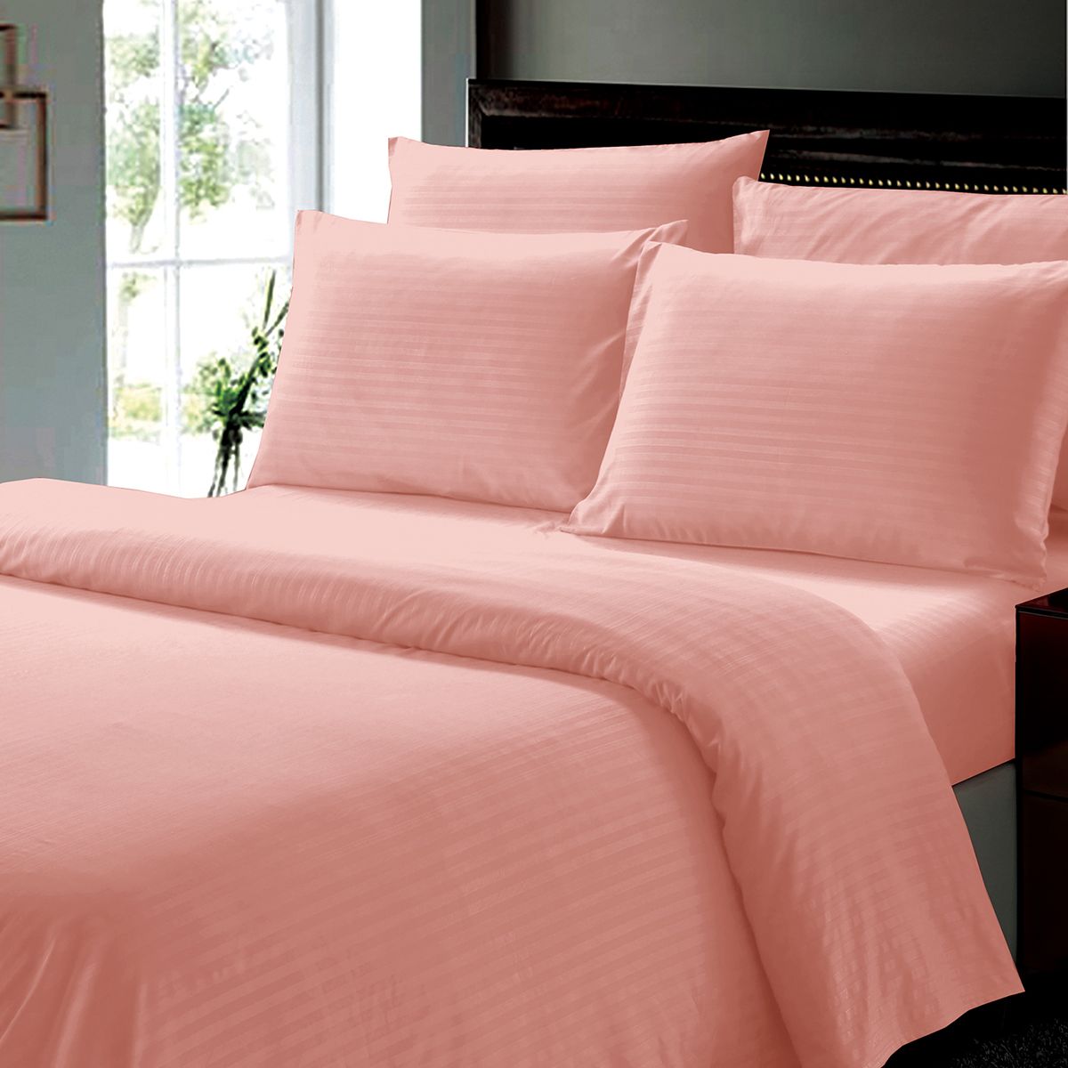 6-Piece Stripe Microfiber Sheet Set - TWIN-BLUSH