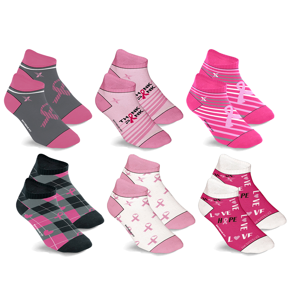 Breast Cancer Awareness Compression Socks (6-Pair) - Ankle - S/M