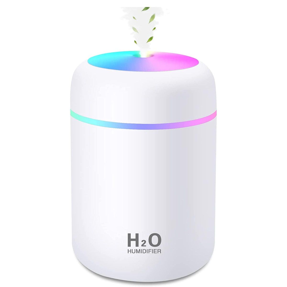 300ml Mini Portable Cool Mist Humidifier with LED Lights  - White