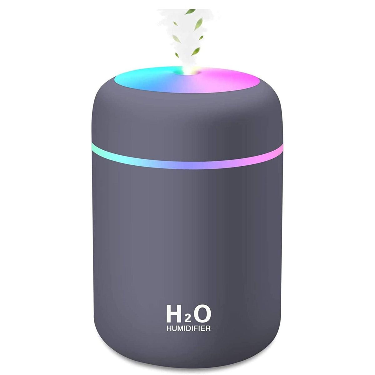 300ml Mini Portable Cool Mist Humidifier with LED Lights - Gray