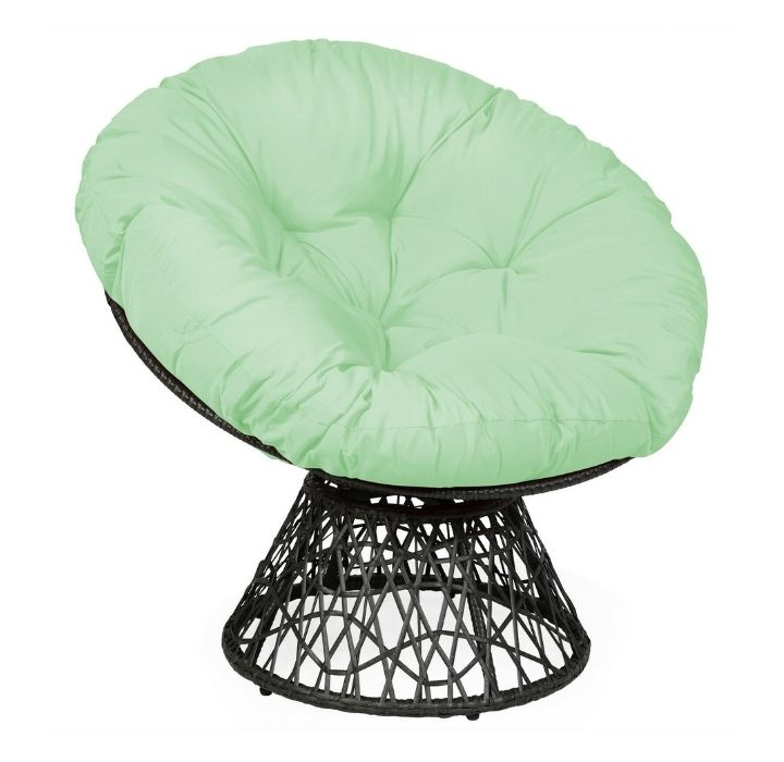 Rattan Ergonomic Swivel Papasan Chair - Green