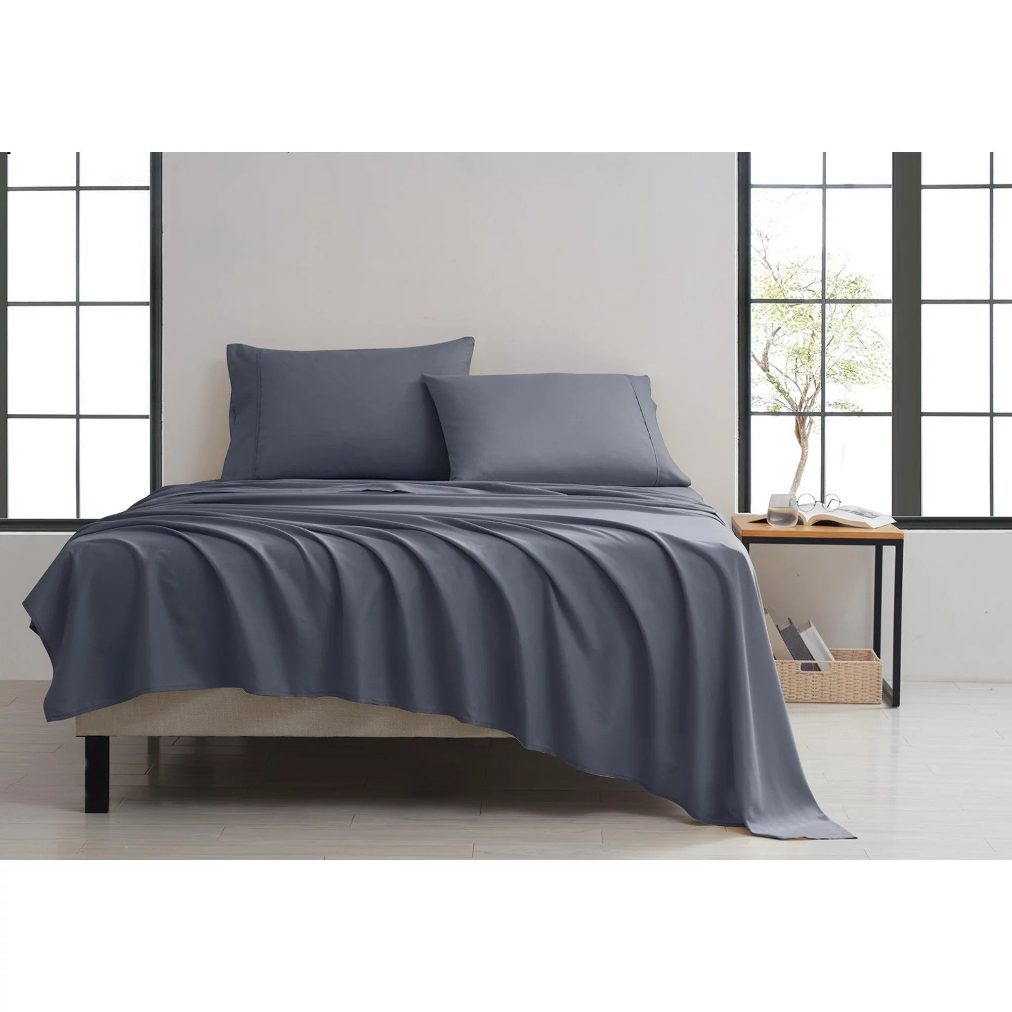 Kathy Ireland&reg; 4-Piece Twill Weave Luxury Sheet Sets - Kathy Ireland Twill Weave Luxury 4-Piece Sheet Set, Full - Grey