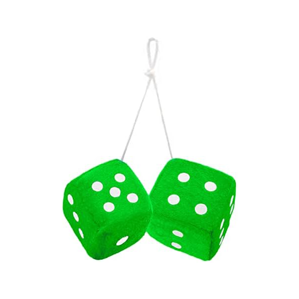 Zone Tech® Plush Fuzzy Dice for Rear View Mirror - Green Dice