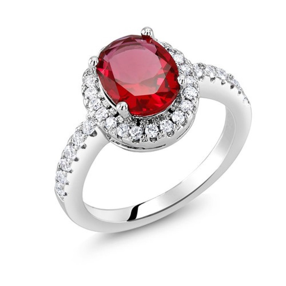 Women's Crystal or Cubic Zirconia Rings -  Ruby Crystal Ladies Ring-6