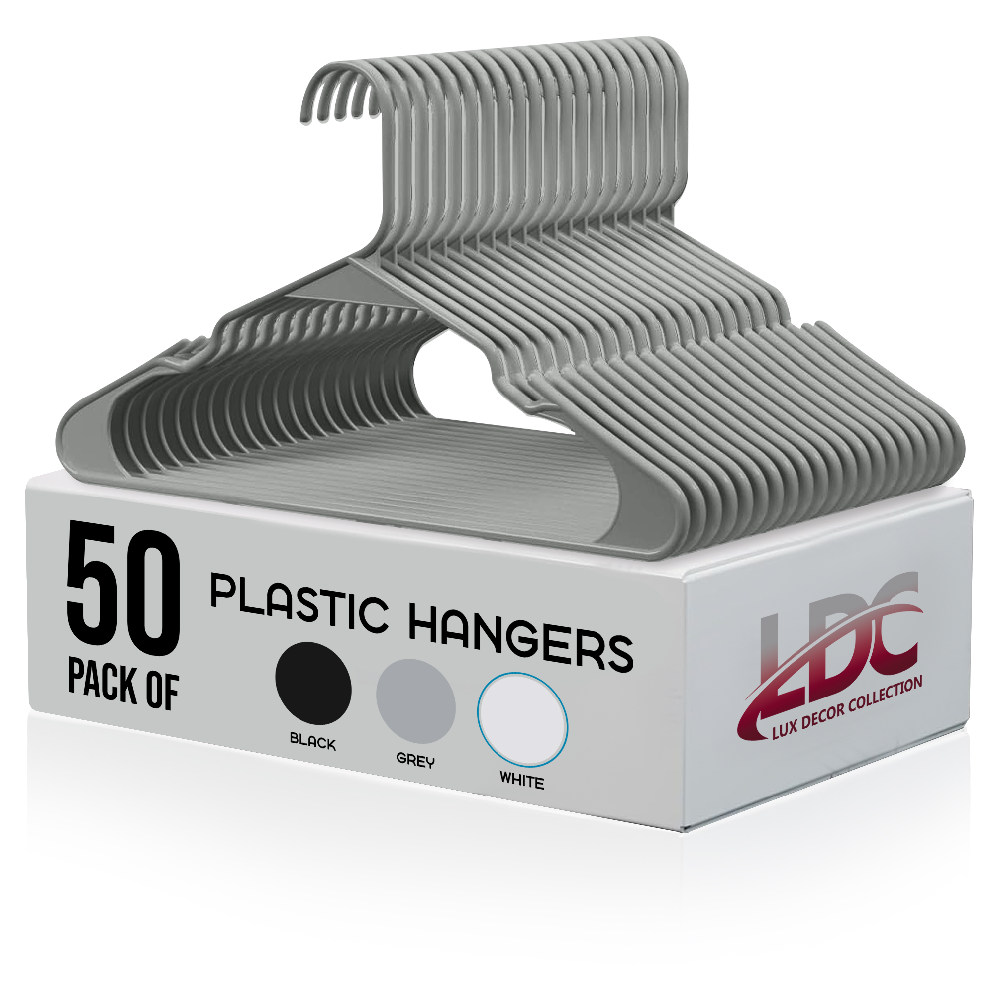Plastic Clothes Hangers by Lux Decor Collection™, 50 ct. - Grey-50