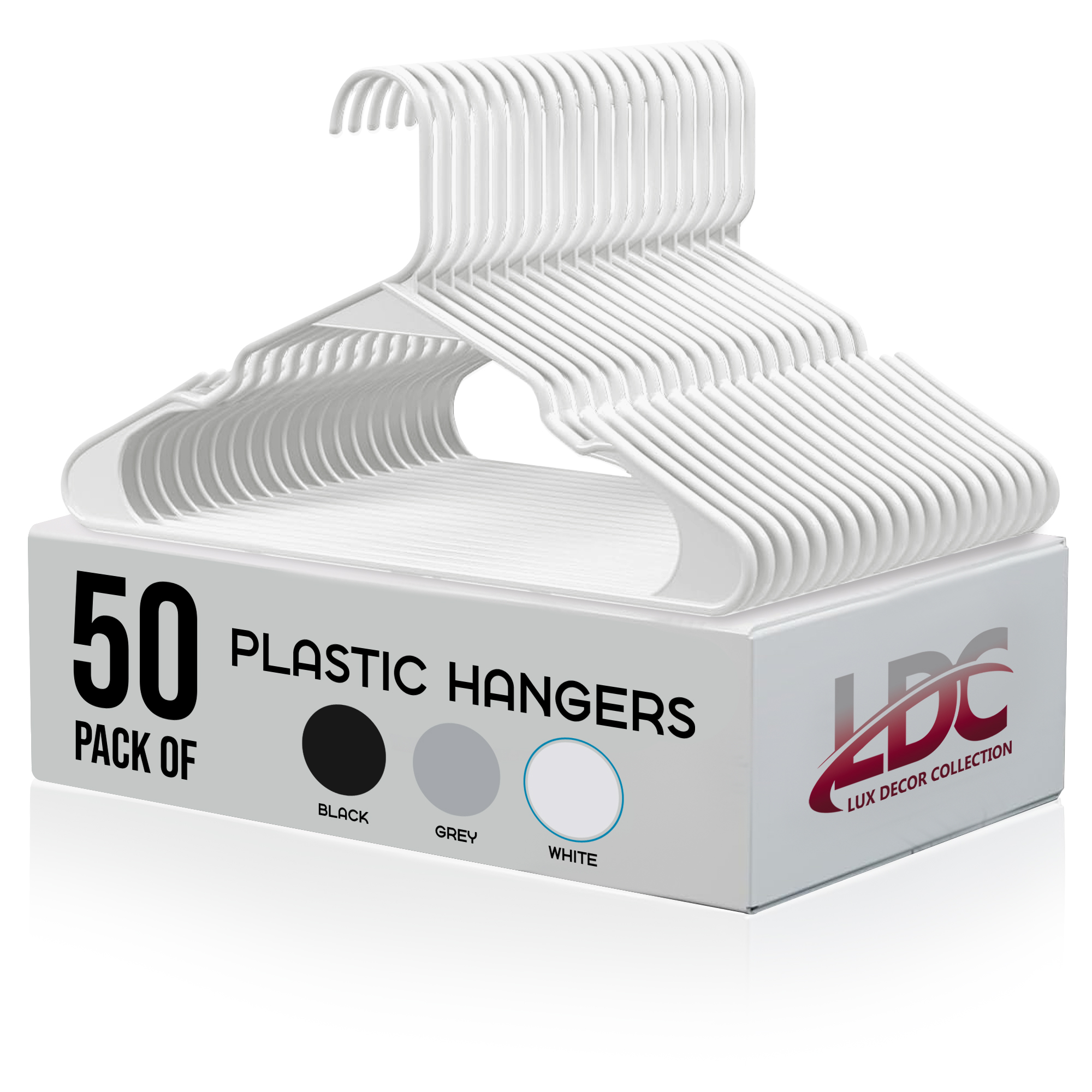 Plastic Clothes Hangers by Lux Decor Collection™, 50 ct. - White-50