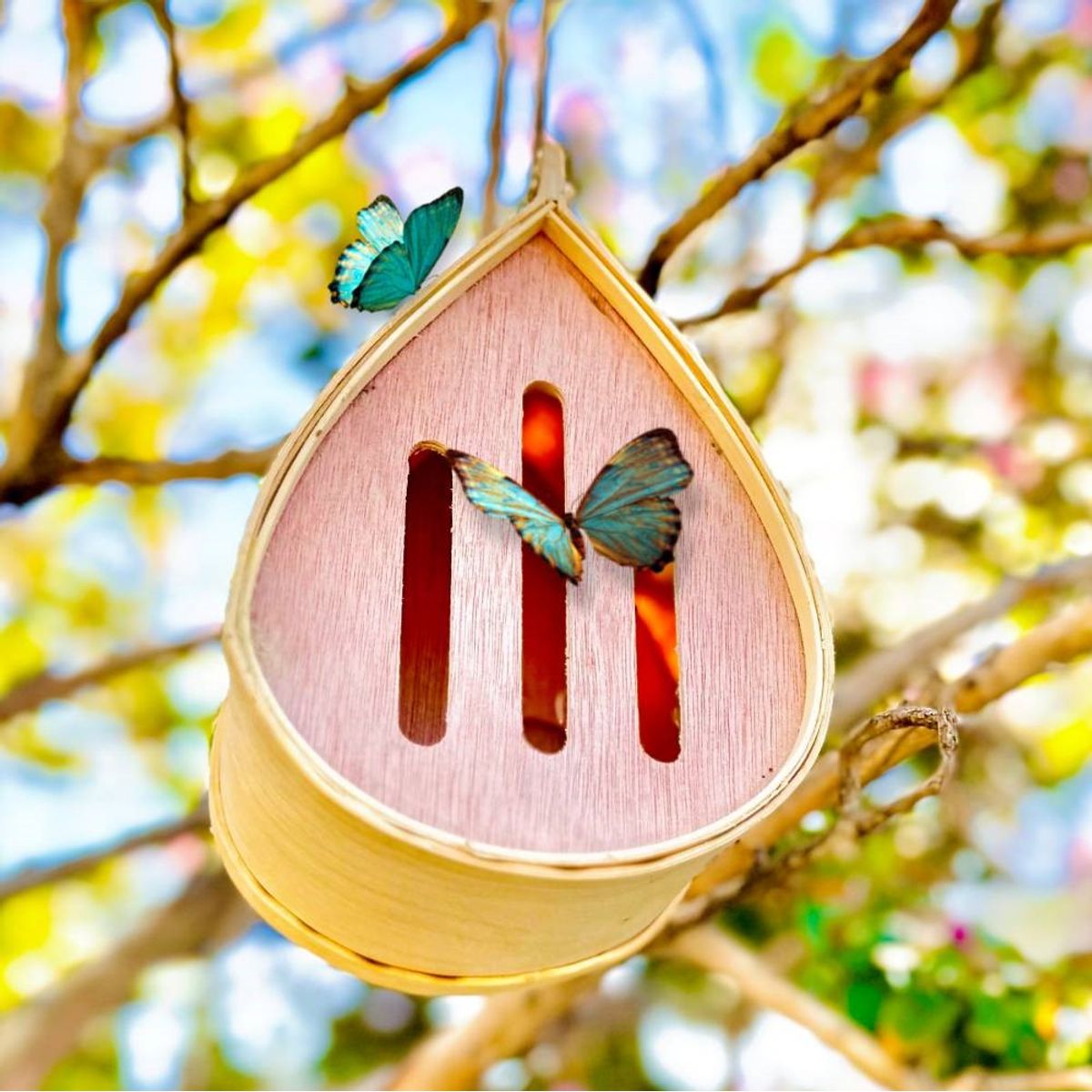Handmade Wooden Pollinating Houses for Bees, Butterflies, and Birds - Butterfly House