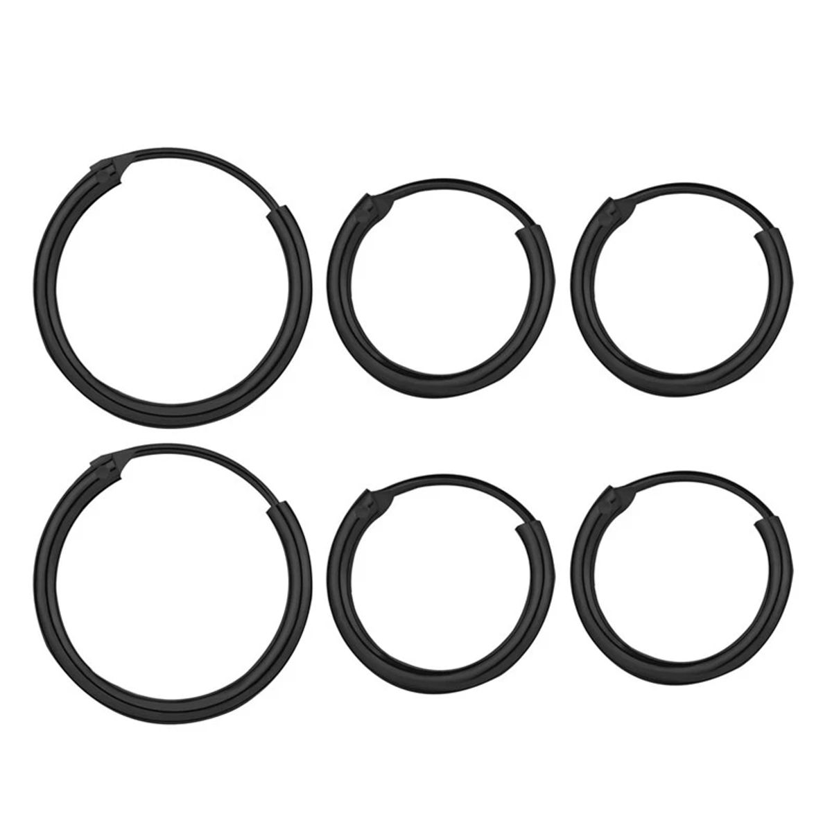 Endless Hoop Earrings (3-Pair) - Black