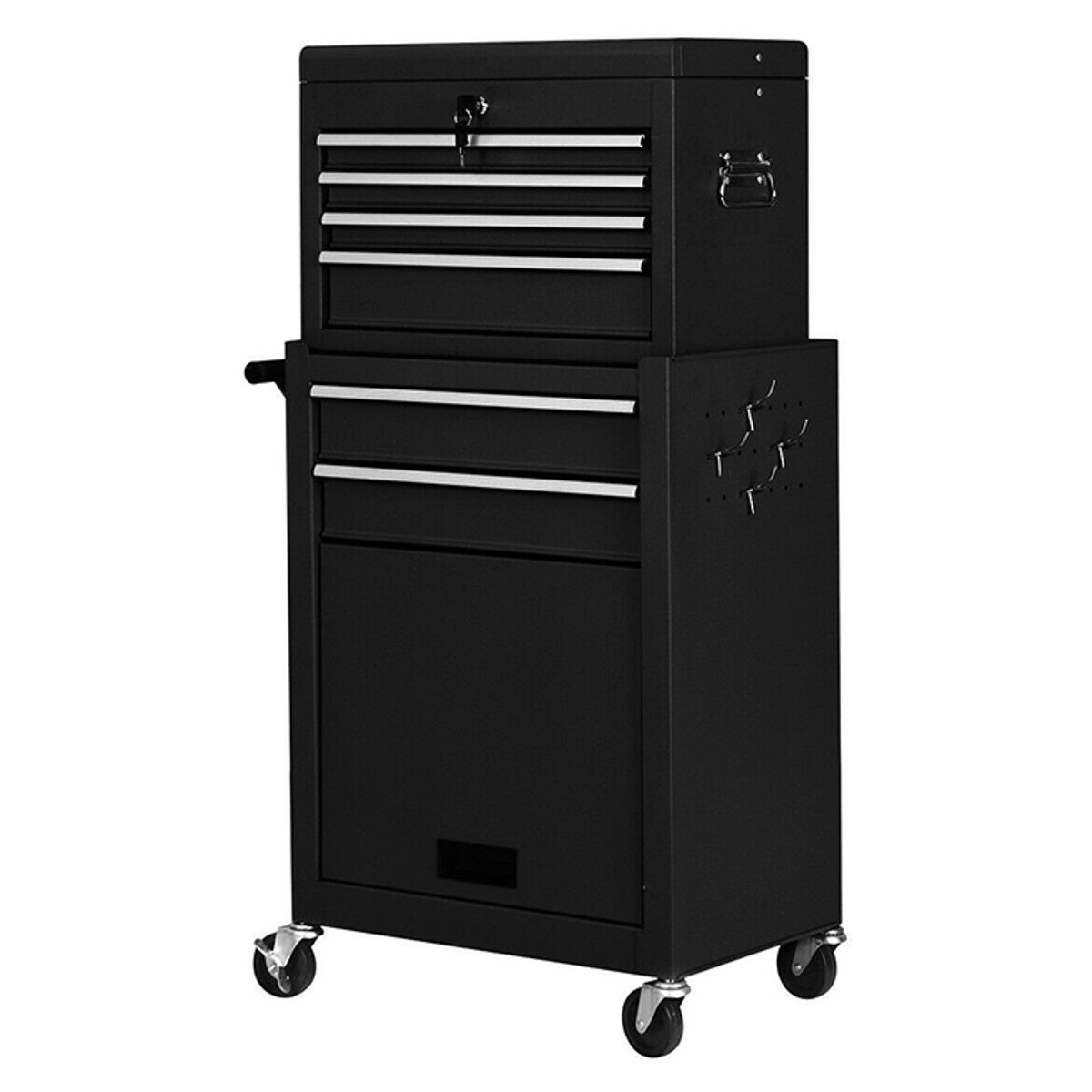 Rolling 2-in-1 6-Drawer Tool Cabinet - Black