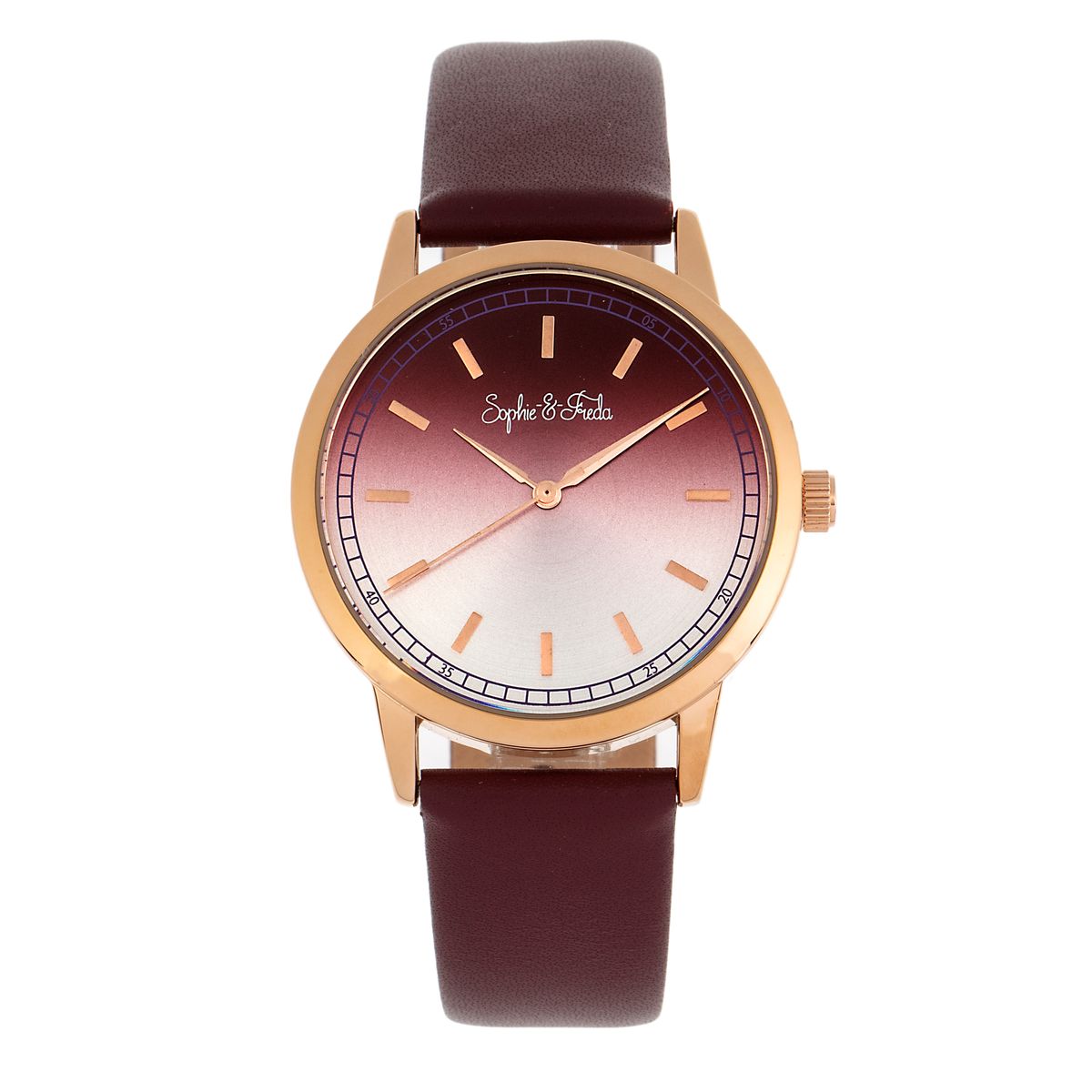 Sophie and Freda™ San Diego Leather Band Watch, 36mm - Maroon