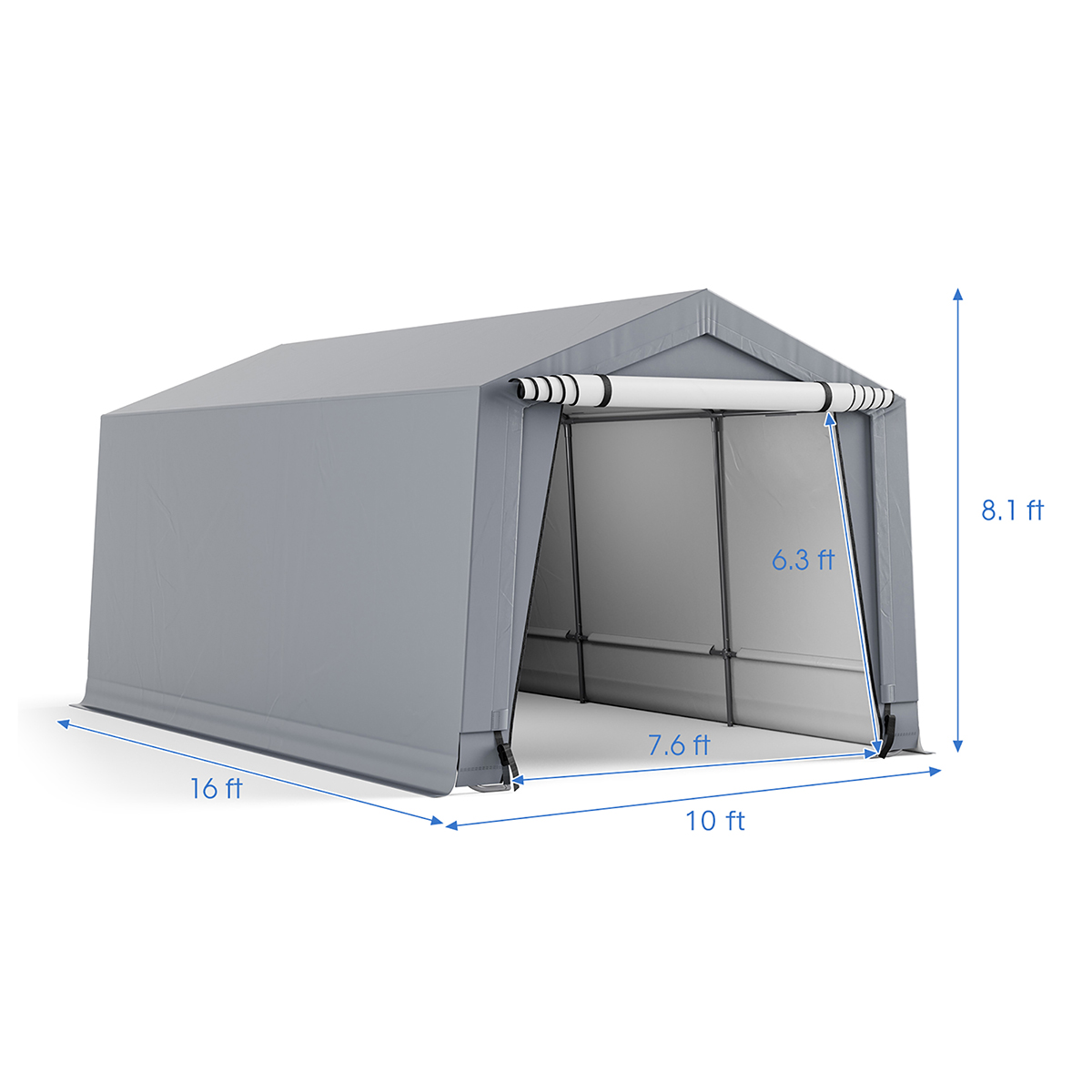 10 x 16/10 x 20-Foot Outdoor Heavy-Duty Carport with 2 Doors - 10' x 16' Carport