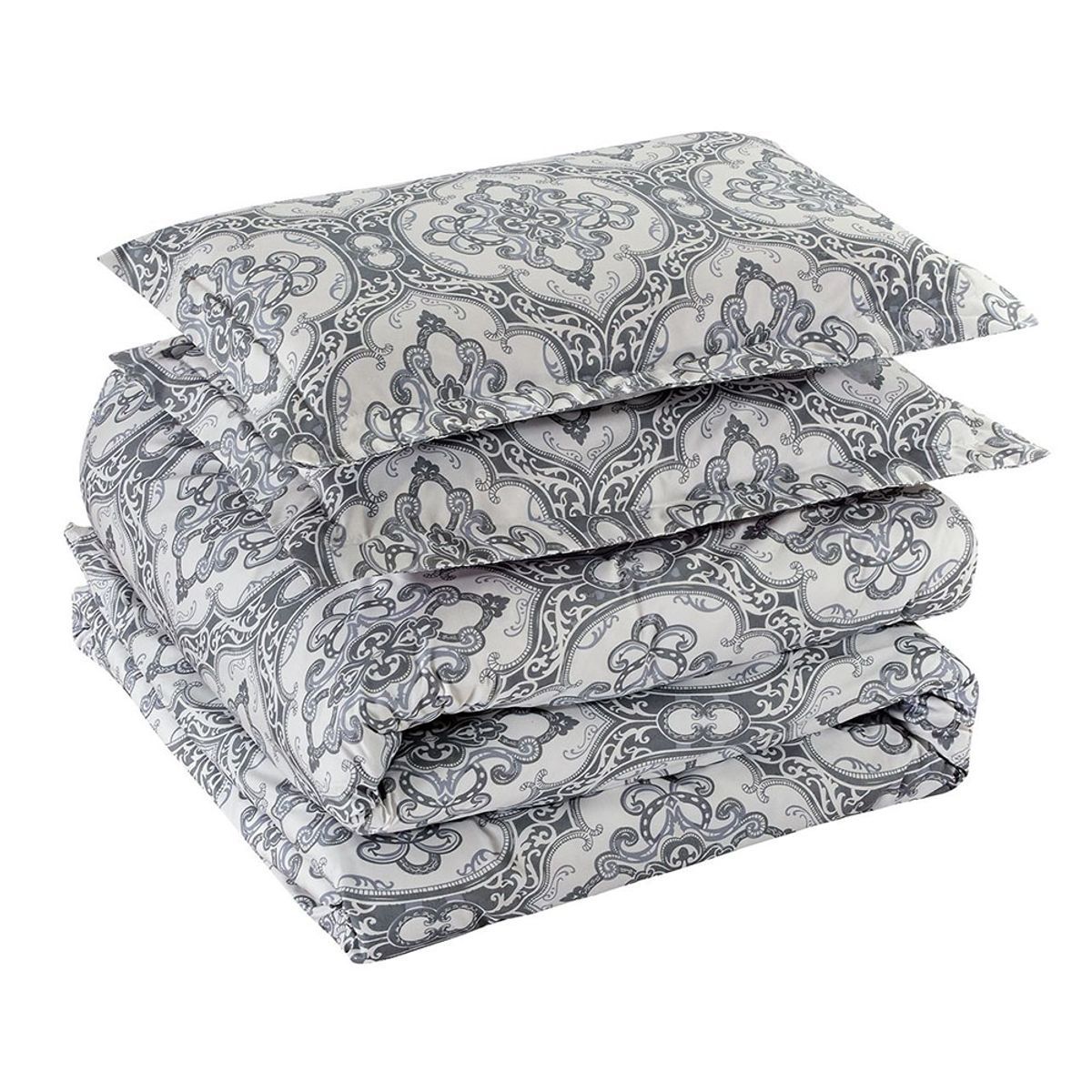 Bibb Home Egyptian Luxury 3-Piece Duvet Cover Set - Twin - Damask