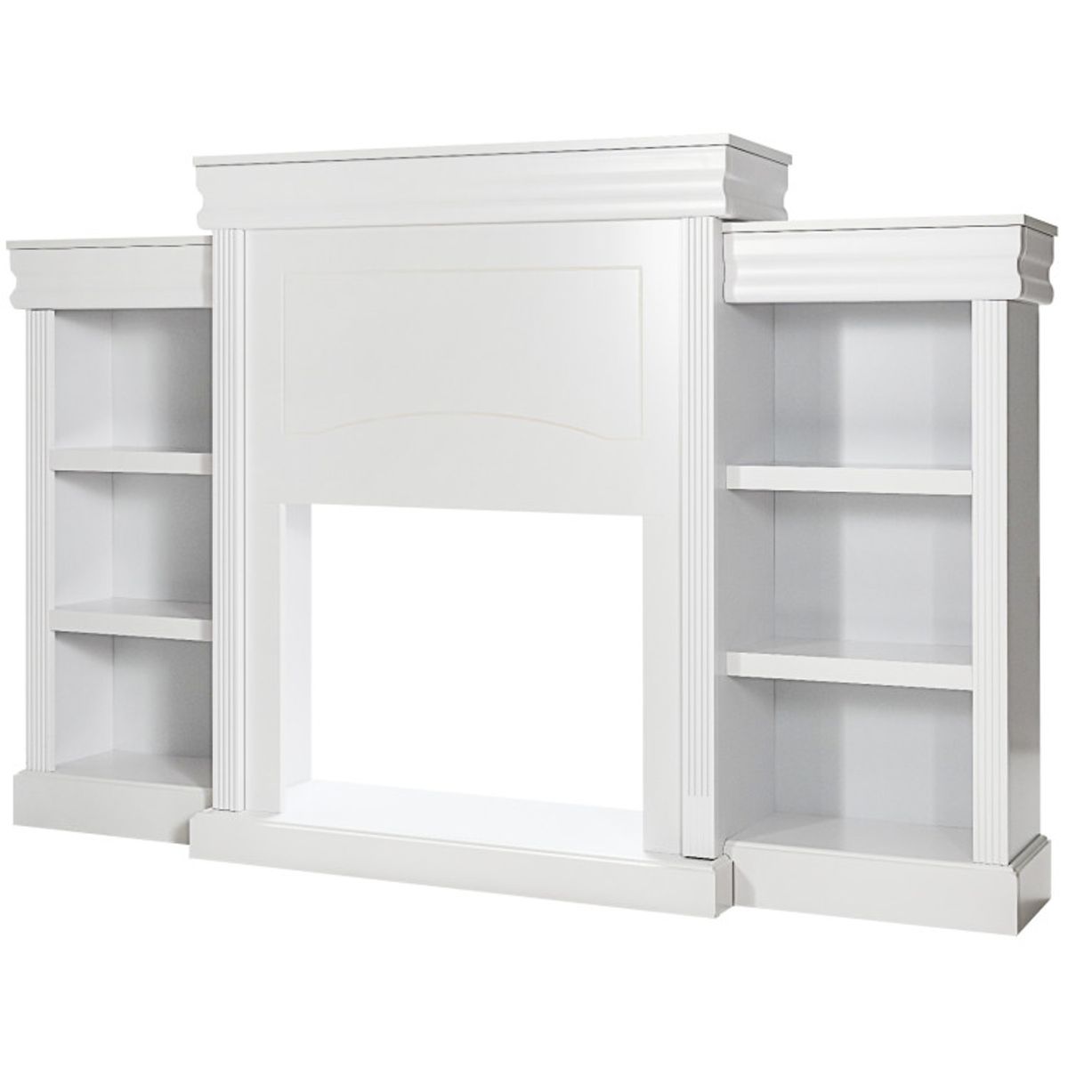 70-Inch Modern Fireplace Media Entertainment Center with Bookcase - Fireplace TV Stand WH