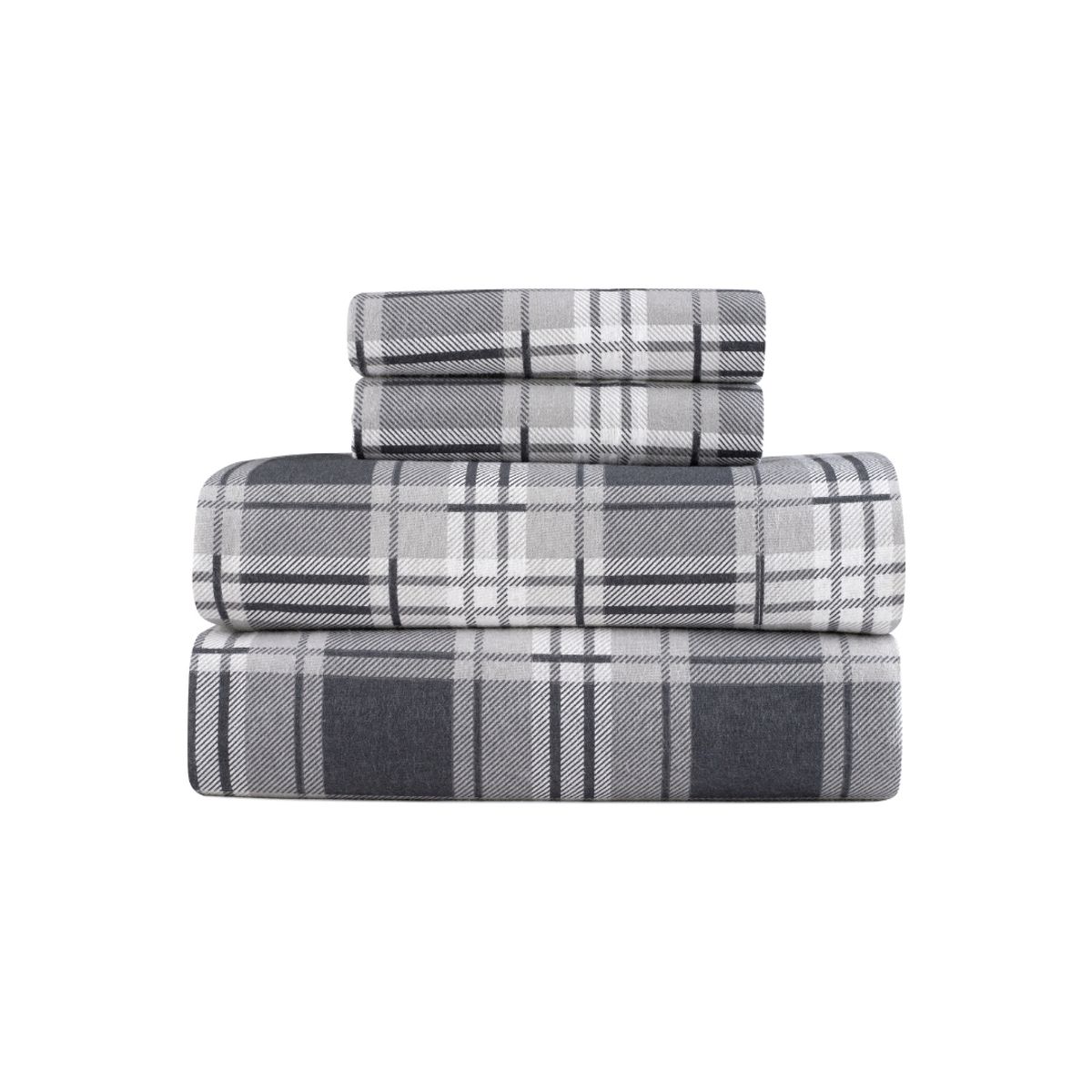 Kathy Ireland® 100% Turkish Cotton Flannel Sheet Set - 4 Piece Flannel Sheet Set- California King , Eden Plaid