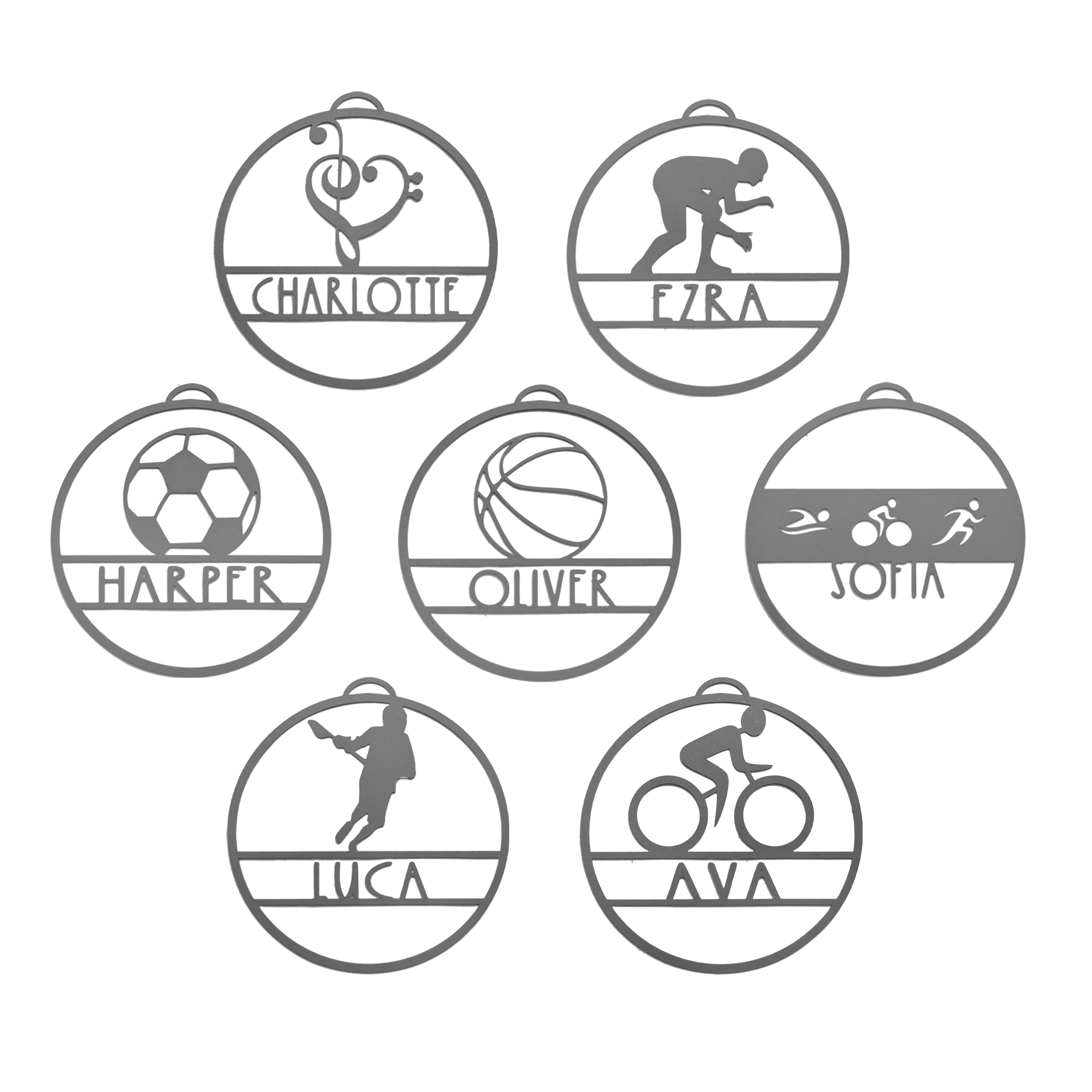 Personalized My Favorite Athlete Ornament - Sports Themes (3-Pack) - Raw Steel (can rust)