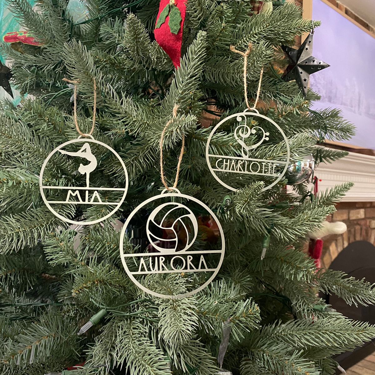 Personalized My Favorite Athlete Ornament - Sports Themes (3-Pack) - Silver Powder Coat Finish