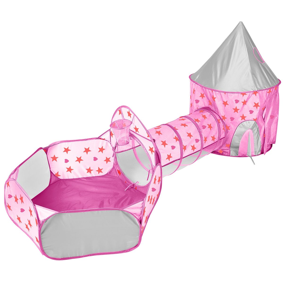 iMounTEK® Kids' 3-in-1 Pop-up Play Tent with Ball Pit & Crawl Tunnel - iMounTEK Pop-up Kids Play Tent PNK