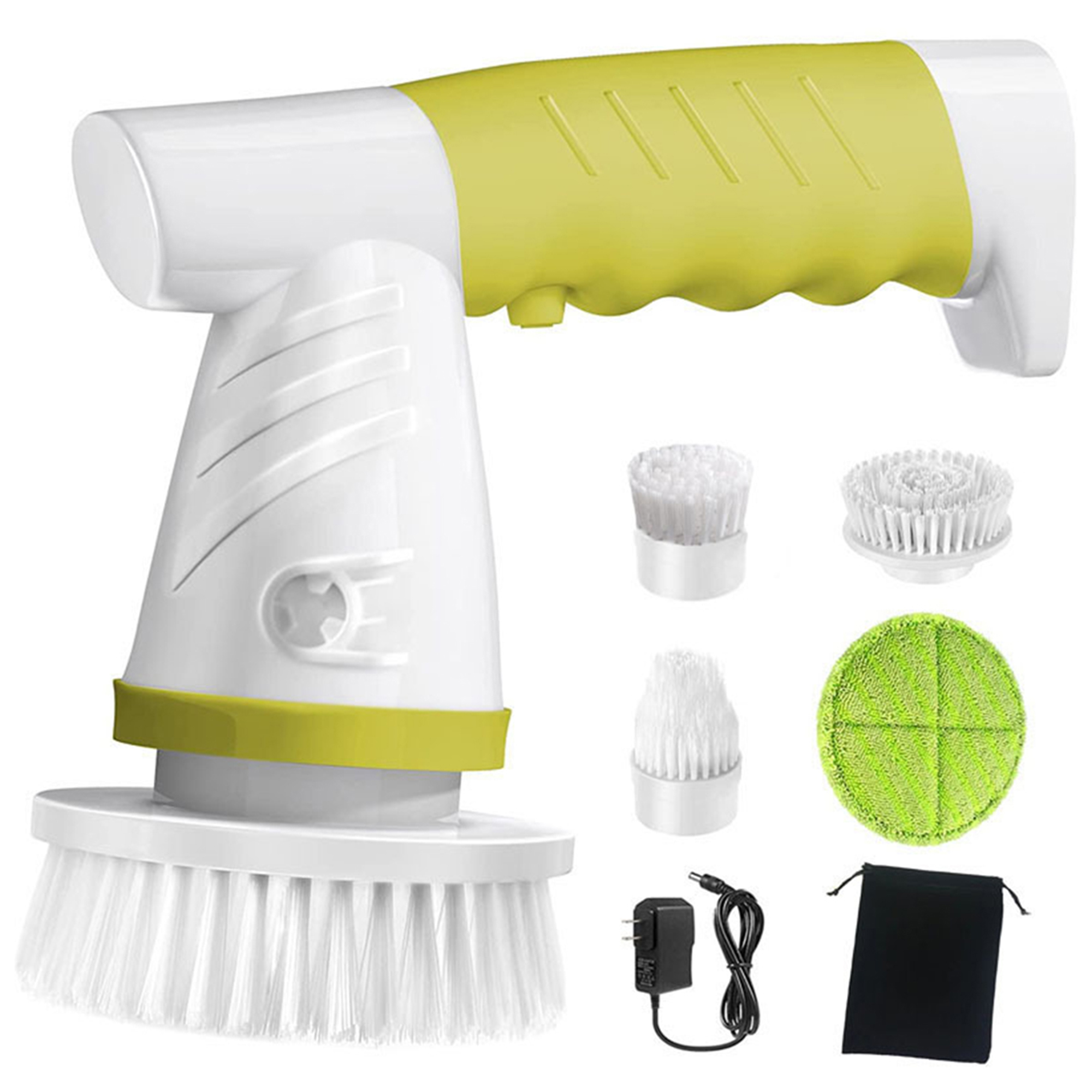Handheld Electric Spin Scrubber with 4 Attachments - Green