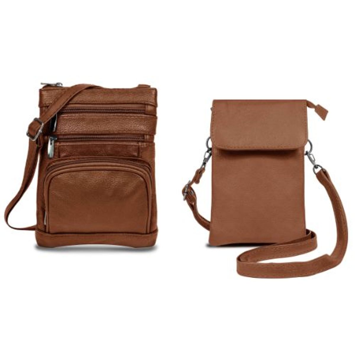 Genuine Leather Crossbody Purse & Small Crossbody Pouch - Dark Brown