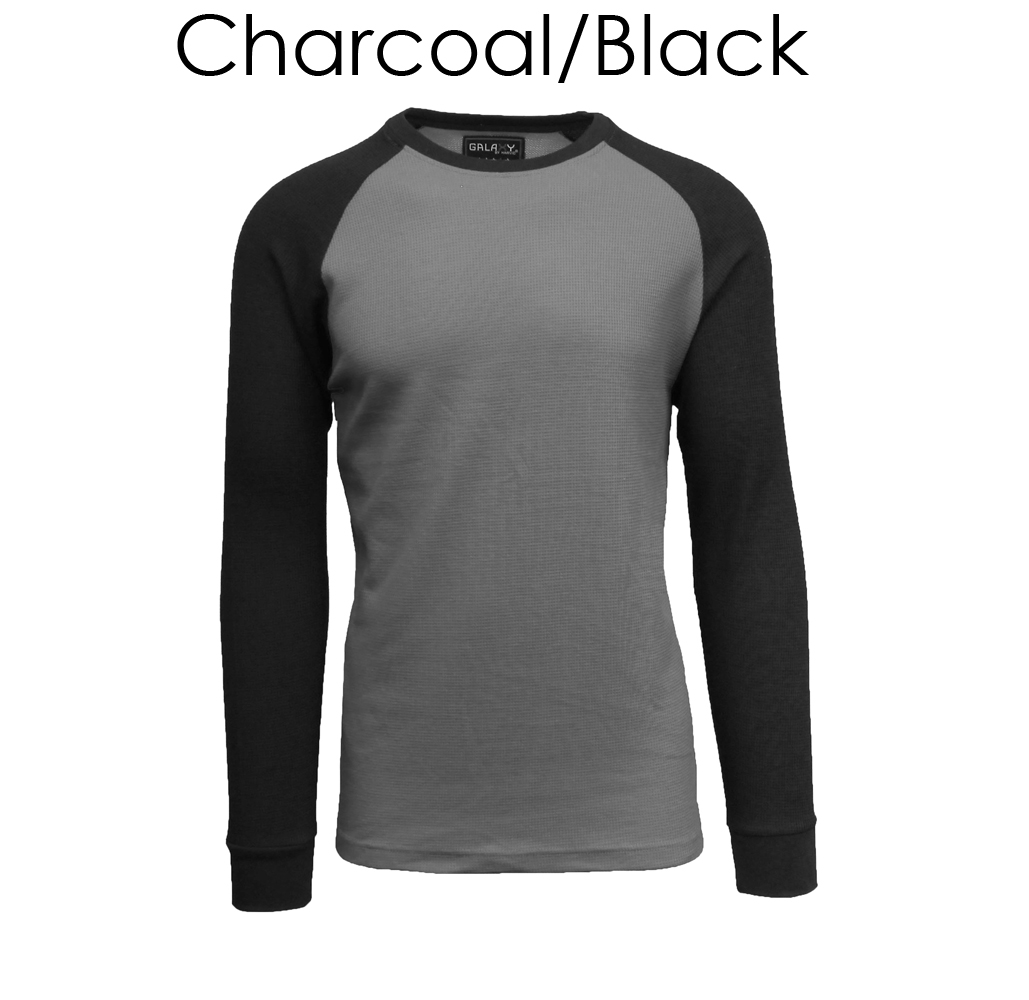 Men's Cotton Blend Raglan Thermal - Charcoal/Black - Small